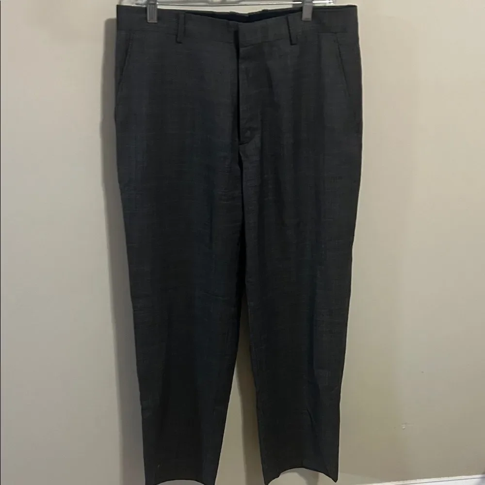 Banana Republic Modern Fit Micro Plaid Wool Blend Dress Pants 33x32 Flat Front